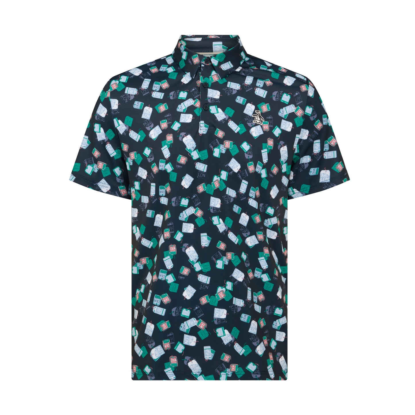 Original Penguin Pete's Travel Tag Caddy Polo Shirt, Black Multi