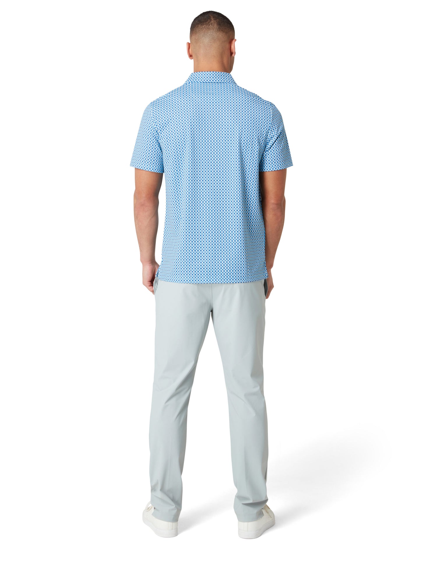 Original Penguin Pete's Bow Tie Micro Print Polo Shirt, Blue Grotto.