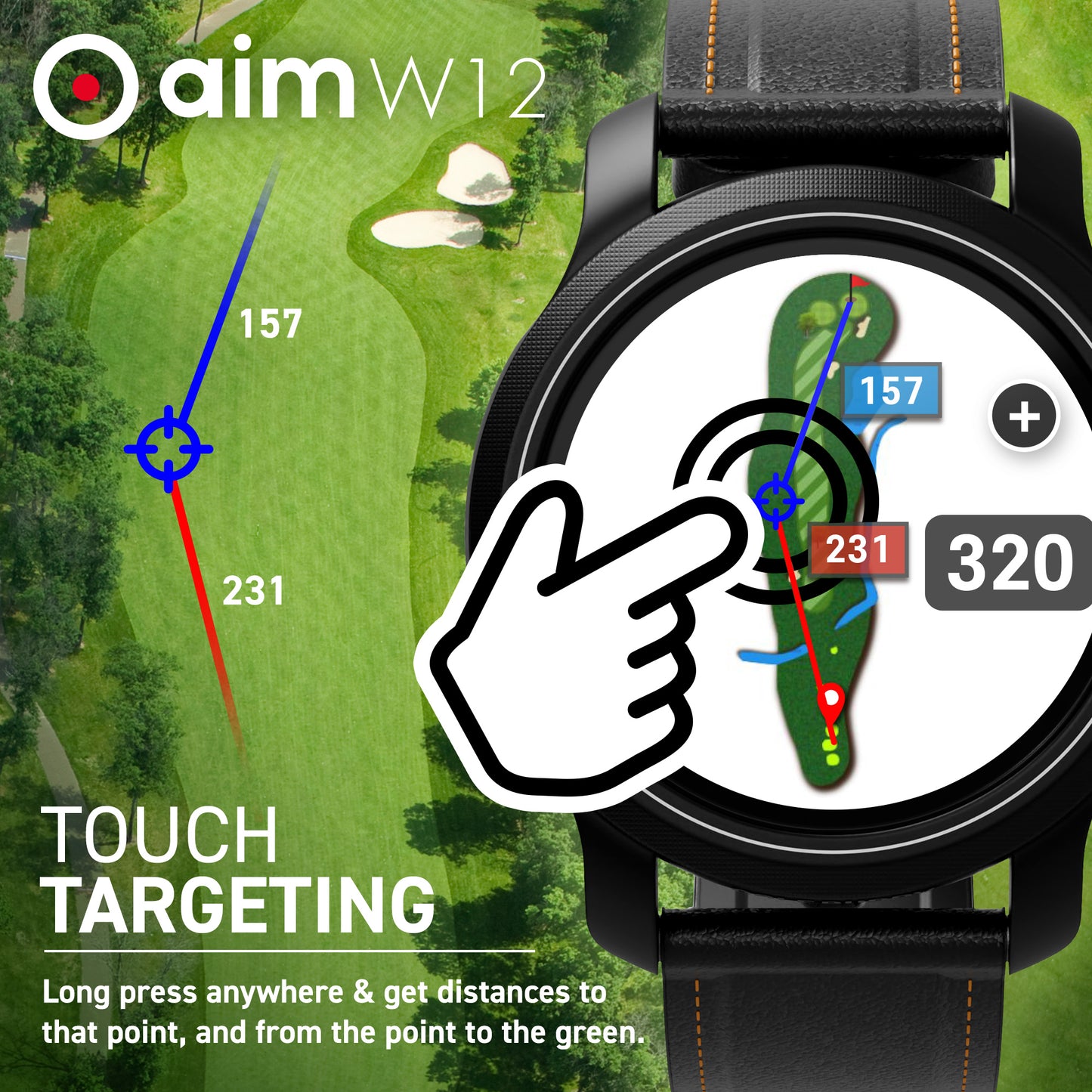 GOLFBUDDY aim W12 Golf GPS Watch, 2 Straps Included.