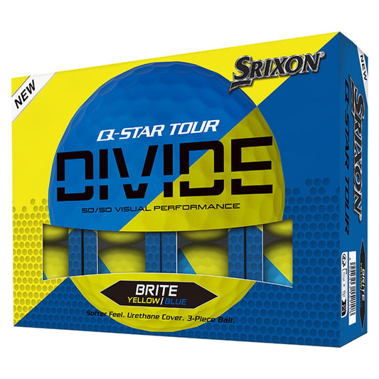 Srixon Q-Star Tour Divide Golf Balls, Yellow/Blue, 12 Ball Pack