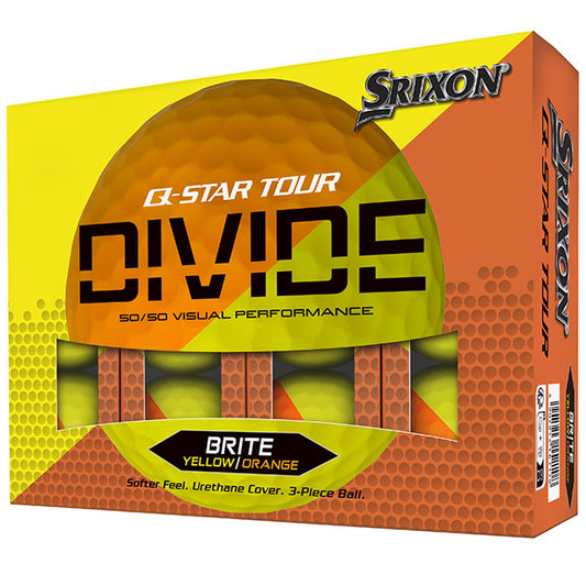 Srixon Q-Star Tour Divide Golf Balls, Yellow/Orange, 12 Ball Pack