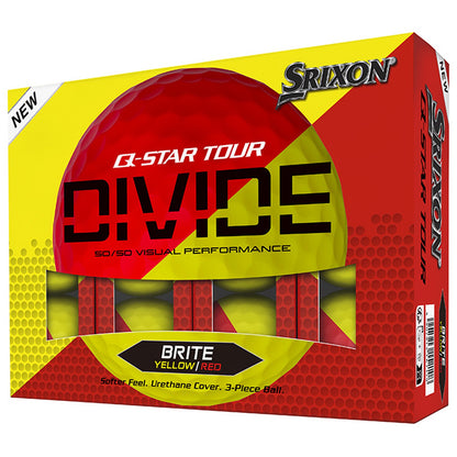 Srixon Q-Star Tour Divide Golf Balls, Yellow/Red, 12 Ball Pack