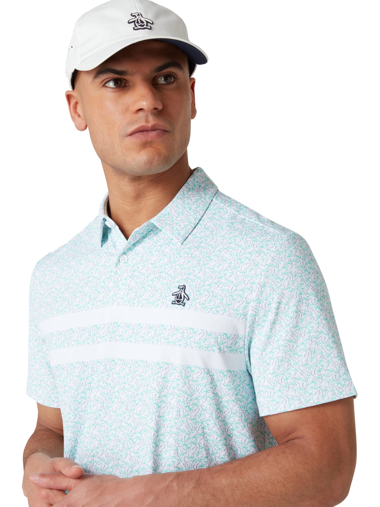 Original Penguin Engineered Novelty Striped Polo Shirt, White Multi or Blue Multi.