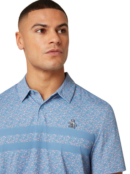 Original Penguin Engineered Novelty Striped Polo Shirt, White Multi or Blue Multi.