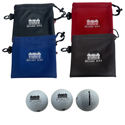 Broome Park Drawstring Velour Lined Valuables Pouch & 3 Srixon Soft Feel Golf Balls, SALE
