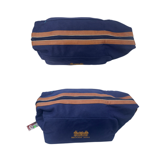 Broome Park Shoe/Toiletries Bag, Blue Lined Canvas, SALE