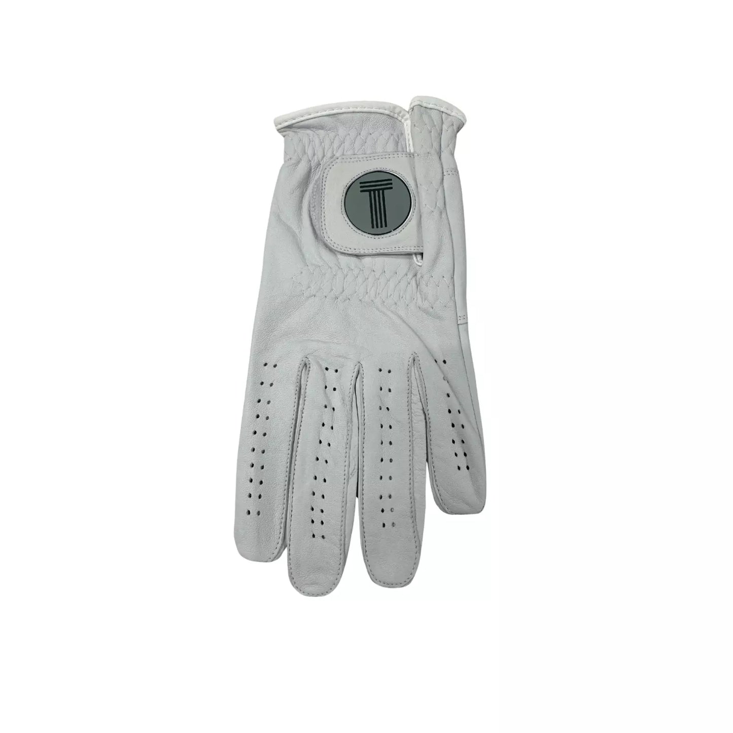 Cabretta Leather Glove, Left Hand Fit for Right Handed Golfer, White.